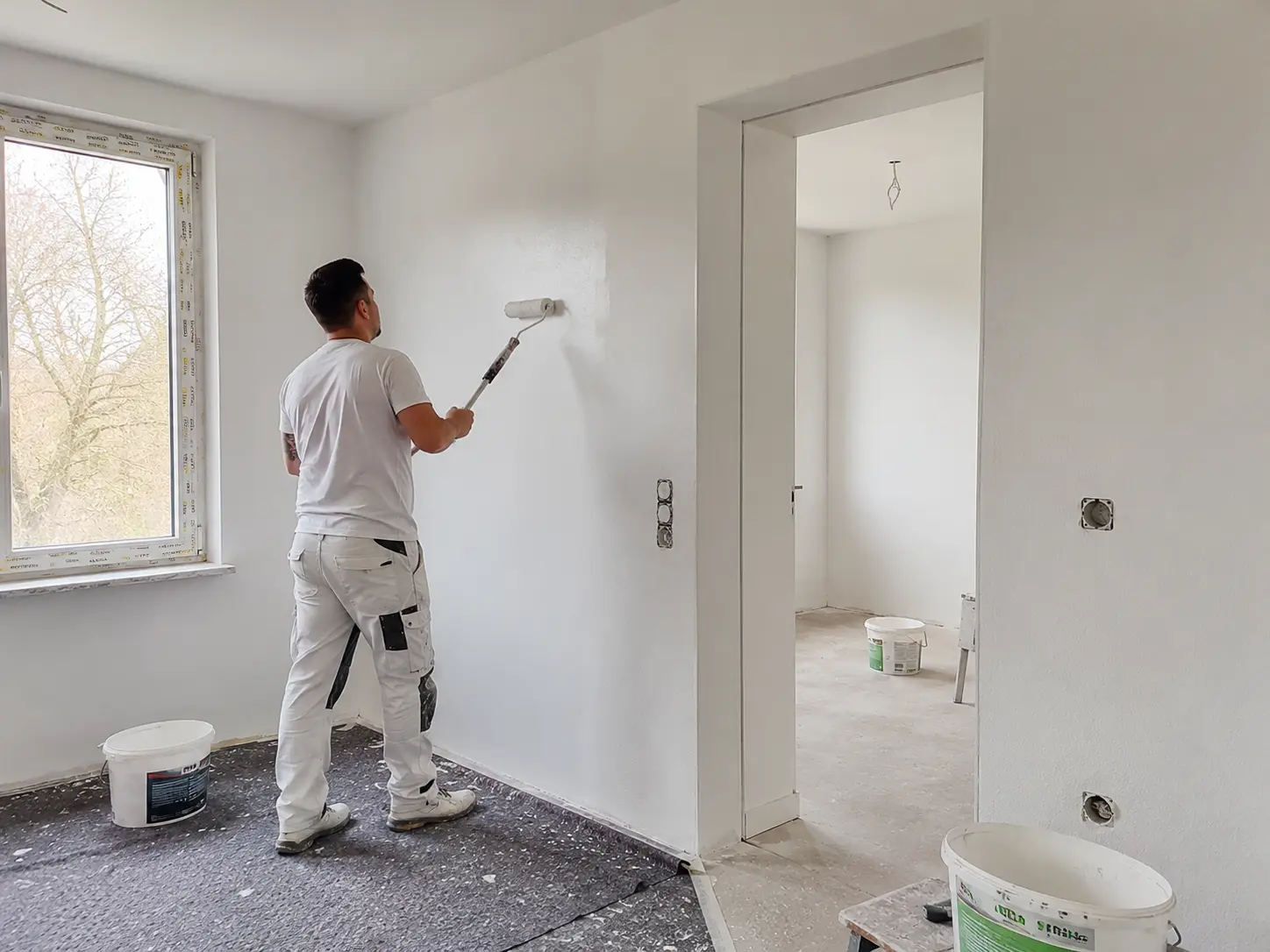 Handwerker von Grabo beim Innenanstrich einer Hamburger Immobilie